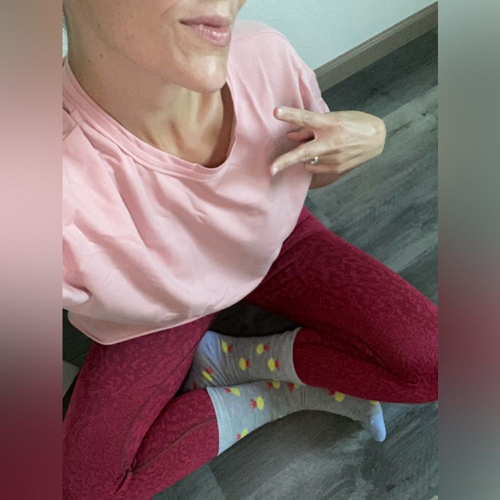 Pineapple Mid Calf Socks Grey Pink Yellow Good Used Condition Women’s
